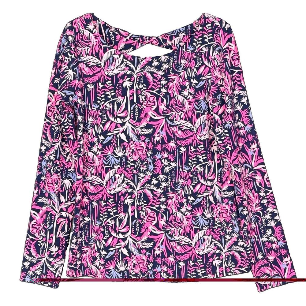 Lilly Pulitzer Womens Medium Tristan Top Twist Back Bright Navy Swing of Things